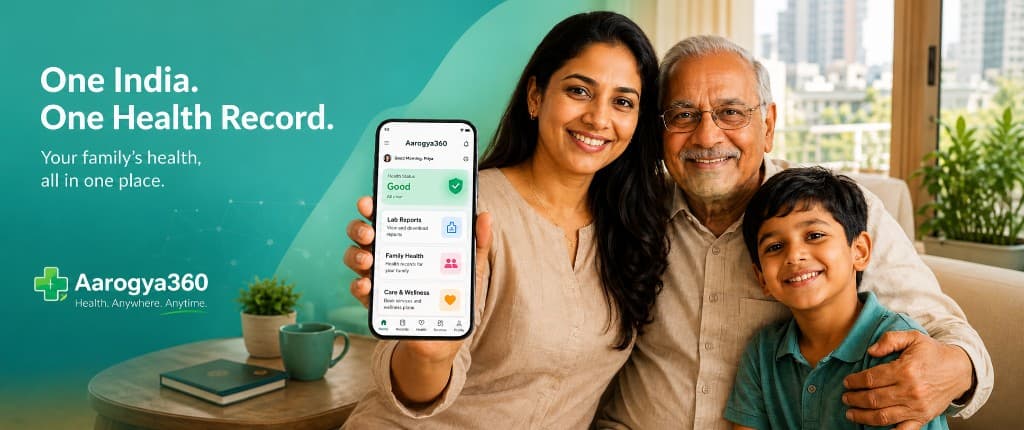 One India. One Health Record — Aarogya360 family health app with lab reports, family health, and Care & Wellness