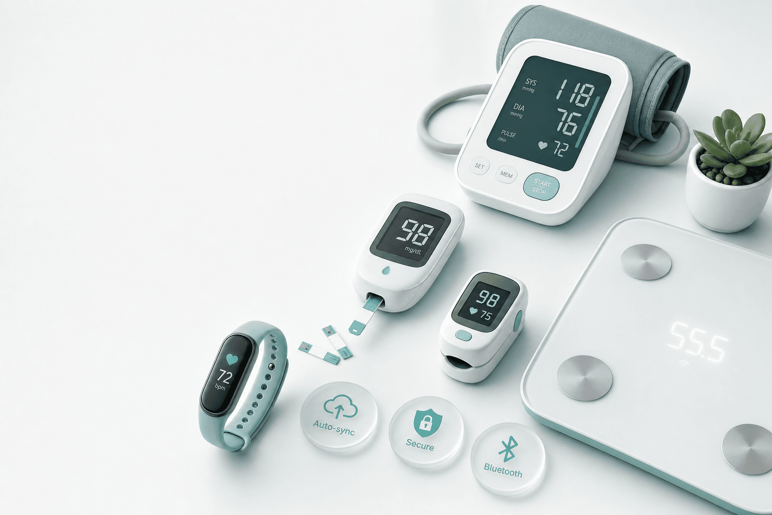 Connected home health devices in an Aarogya360 care kit